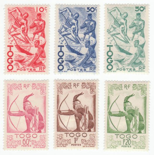 Togolese Postal Stamps - Hunting and fishing