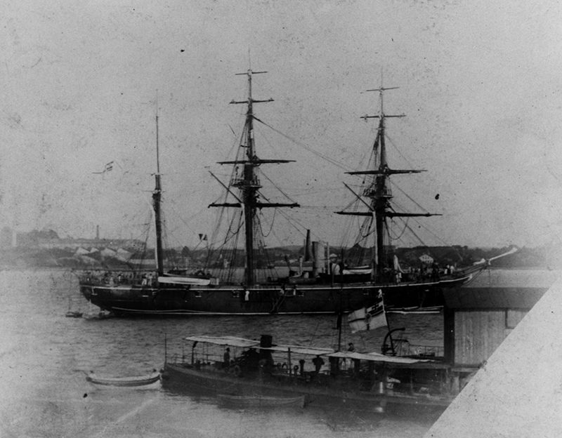 The German gunship SMS Sophie sometime between 1882 and 1897