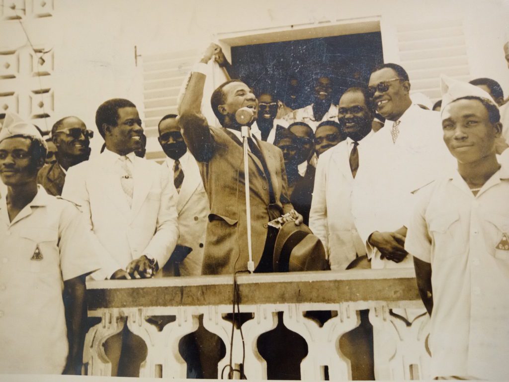A picture of Togo's first president Sylvanus Olympio making a public address in 1960
